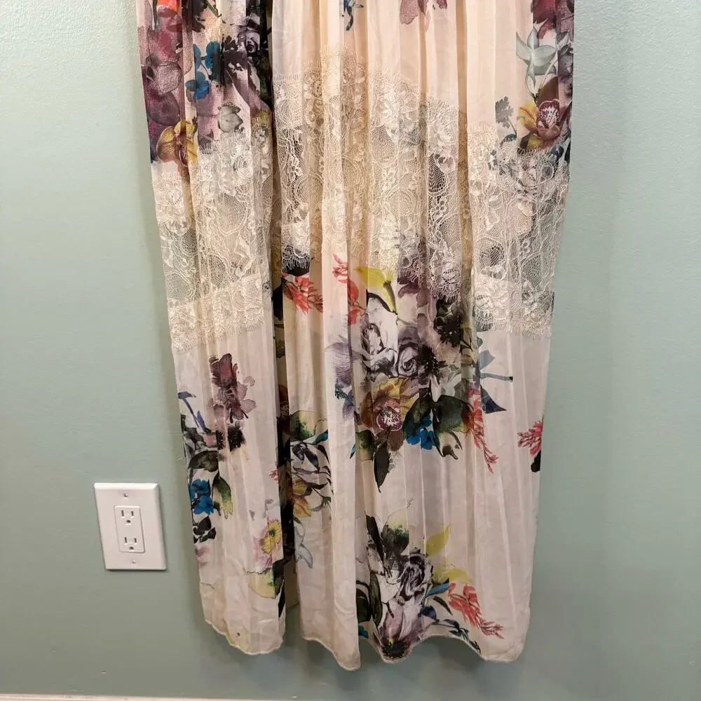 Little Mistress Maxi Dress 6 Light Pink Floral Feminine Romantic Boho Lace Trim - Picture 8 of 12